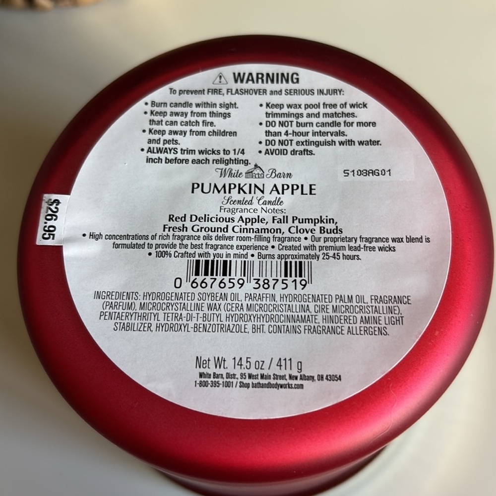 Pumpkin Apple 3-Wick Bath & Body Works Candle - Picture 4 of 4